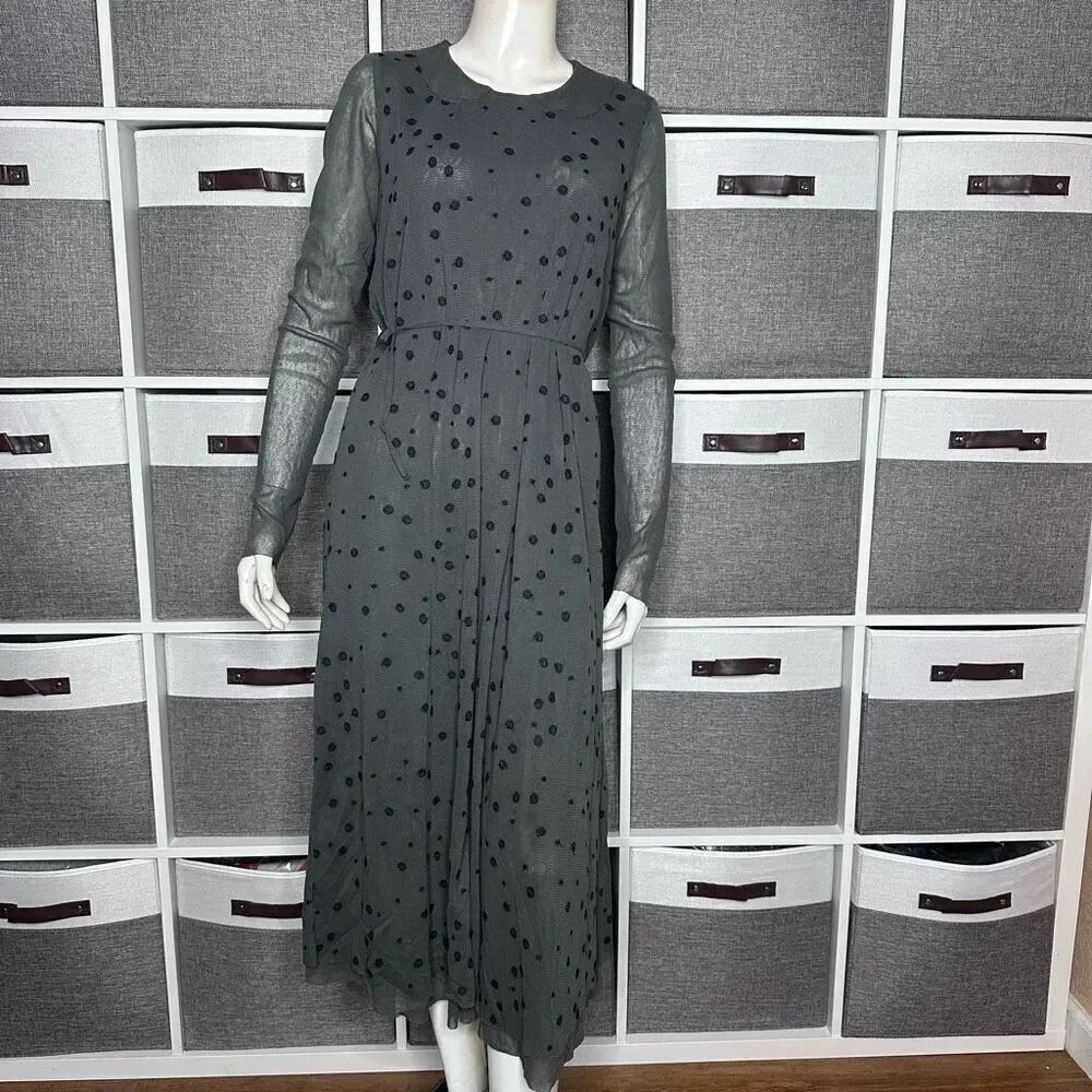 Lilith Gray & Black Polka Dot Dress Size XS